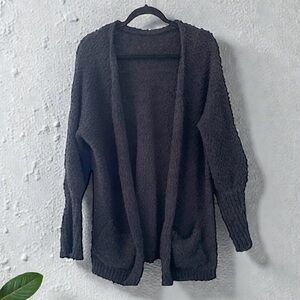 Black Fuzzy Open Sweater Cardigan